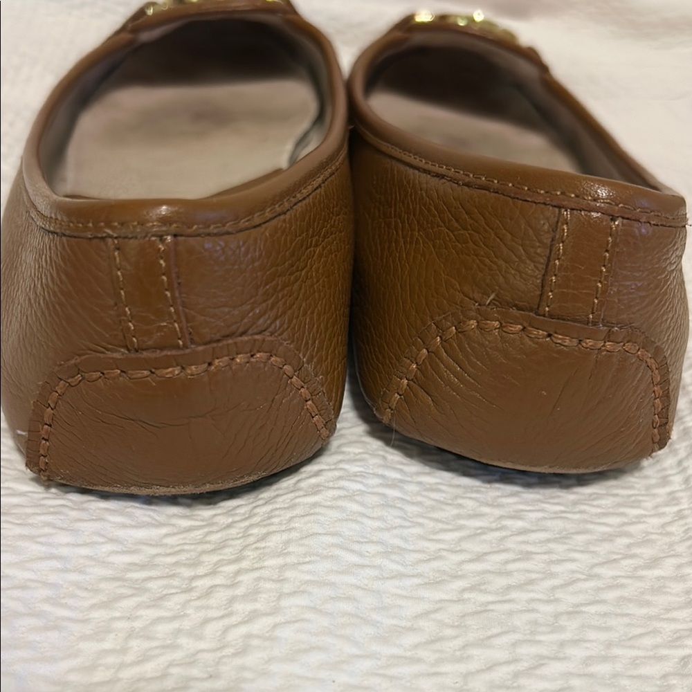 Michael Kors Brown Leather Fulton Logo Ballet Flats Loafers Shoes Size 10 - Picture 3 of 5